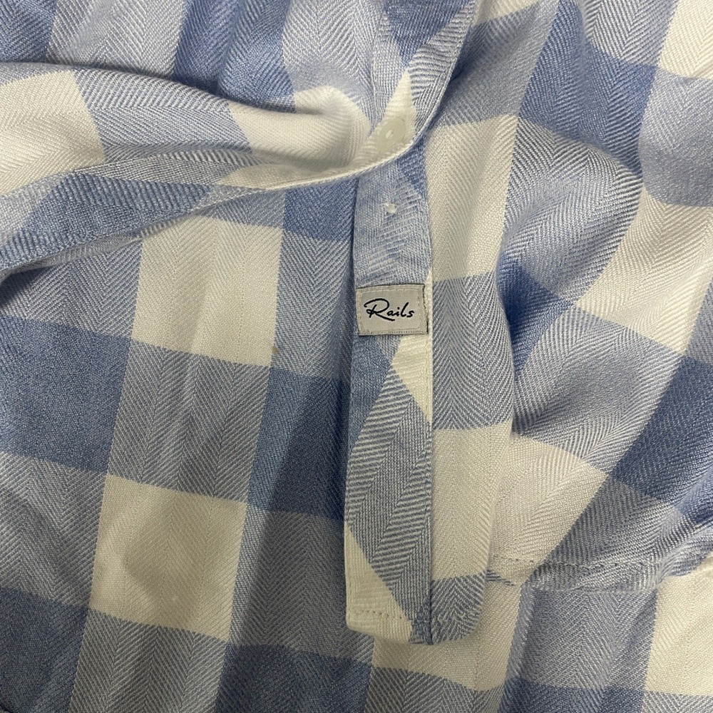 Rails Hunter Shirt Large White Powder Blue Plaid Coastal Preppy Button Down - Picture 8 of 10